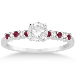 Petite Diamond and Ruby Engagement Ring 18k White Gold 0.15ct - All