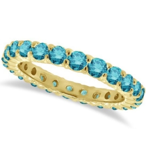 Fancy Blue Diamond Eternity Ring Band 14k Yellow Gold 1.07ct - All