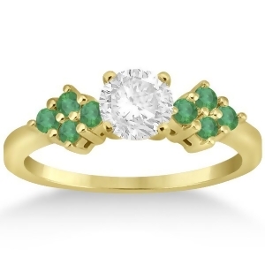 Designer Green Emerald Floral Engagement Ring 18k Yellow Gold 0.28ct - All
