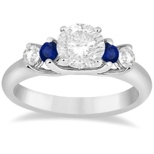 Five Stone Diamond and Sapphire Engagement Ring Platinum 0.50ct - All