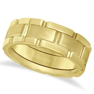 Unique Wedding Band Comfort-Fit in 14k Yellow Gold 8.5mm - All
