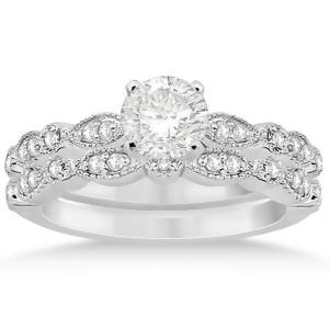 Petite Marquise and Dot Diamond Bridal Ring Set in 14k White Gold 0.25ct - All