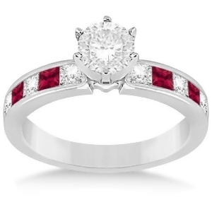 Channel Ruby and Diamond Engagement Ring Palladium 0.60ct - All