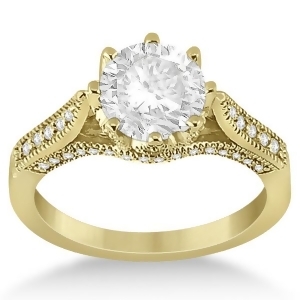Edwardian Diamond Engagement Ring Setting 14K Yellow Gold 0.35ct - All