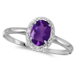 Amethyst and Diamond Cocktail Ring in 14K White Gold 0.80ct - All