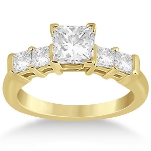 5 Stone Princess Cut Diamond Engagement Ring 18k Yellow Gold 0.40ct - All