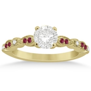 Ruby and Diamond Marquise Engagement Ring 18k Yellow Gold 0.20ct - All
