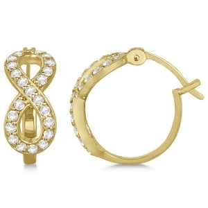 Infinity Shaped Hinged Hoop Diamond Earrings 14k Yellow Gold 0.75ct - All