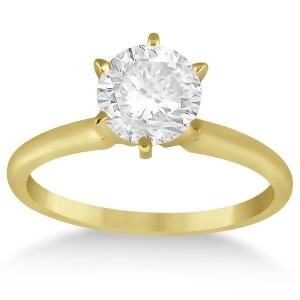 Six-prong 14k Yellow Gold Solitaire Engagement Ring Setting - All