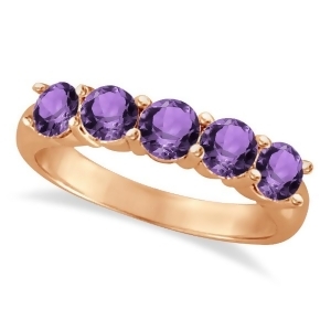 Five Stone Amethyst Ring 14k Rose Gold 2.20ctw - All