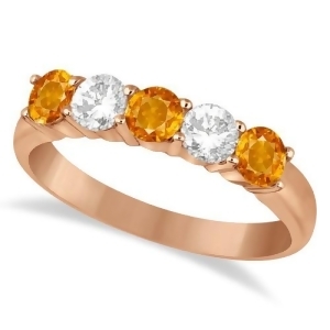 Five Stone Diamond and Citrine Ring 14k Rose Gold 1.36ctw - All