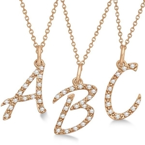 Personalized Diamond Script Letter Initial Necklace in 14k Rose Gold - All