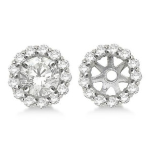 Round Diamond Earring Jackets for 9mm Studs 14K White Gold 0.75ct - All