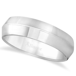Knife Edge Wedding Ring Band Comfort-Fit 18k White Gold 6mm - All