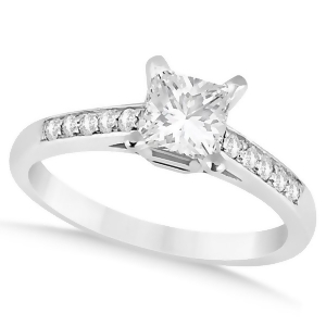 Cathedral Princess Cut Diamond Engagement Ring 14k White Gold 0.75ct - All