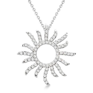 Diamond Sunburst Necklace in 14k White Gold 0.40ct - All