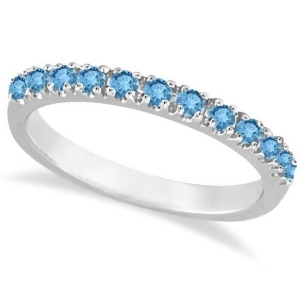 Blue Topaz Stackable Band Ring Guard in 14k White Gold 0.38ct - All