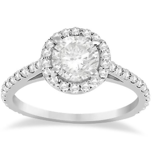 Halo Diamond Cathedral Engagement Ring Setting Platinum 0.64ct - All