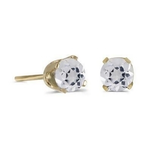 Round White Topaz Stud Earrings in 14k Yellow Gold 0.60ct - All