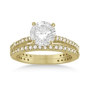 Eternity Diamond Engagement Ring and Band Set 18k Yellow Gold 1.10ct - All