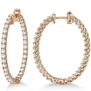 Lucida Oval-Shaped Diamond Hoop Earrings 14k Rose Gold 4.52ct - All