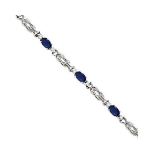 Oval Blue Sapphire and Diamond Love Knot Bracelet 14k White Gold 2.05ctw - All
