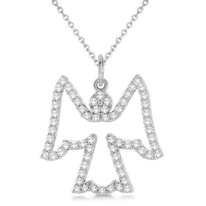 Diamond Angel Pendant Necklace 14k White Gold 0.33ct - All