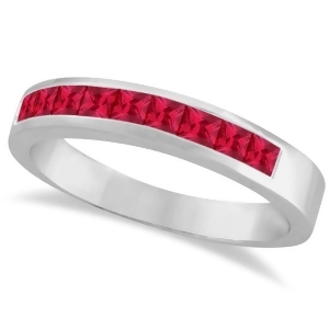 Princess-cut Channel-Set Stackable Ruby Ring 14k White Gold 1.00ct - All
