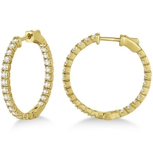 Medium Round Diamond Hoop Earrings 14k Yellow Gold 1.55ct - All