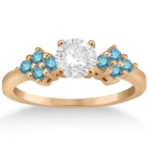 Designer Blue Diamond Floral Engagement Ring 18k Rose Gold 0.24ct - All