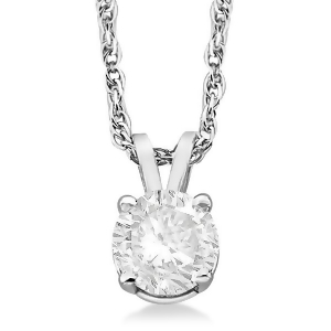 Prong Set Moissanite Solitaire Pendant Necklace 14K White Gold 1.00ct - All