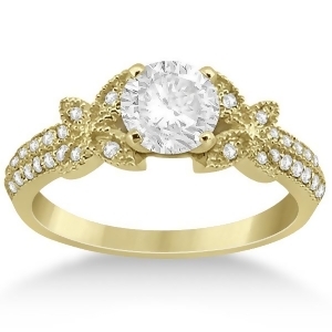 Butterfly Milgrain Diamond Engagement Ring 18k Yellow Gold 0.25ct - All