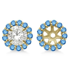 Round Blue Diamond Earring Jackets for 9mm Studs 14K Yellow Gold 0.75ct - All