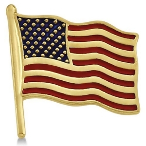 Usa American Flag Lapel Pin with Red and Blue Enamel 14K Yellow Gold - All