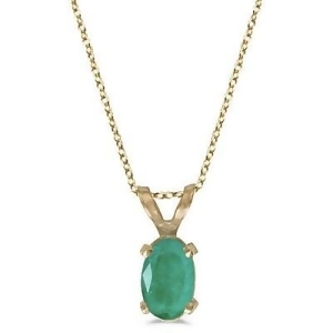 Oval Emerald Solitaire Pendant Necklace in 14K Yellow Gold 0.45ct - All