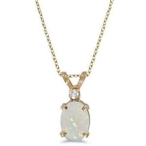 Oval Opal and Diamond Filagree Pendant in 14K Yellow Gold 0.27ct - All