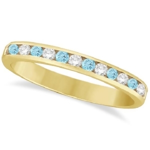 Aquamarine and Diamond Semi-Eternity Channel Ring 14k Yellow Gold 0.40ct - All