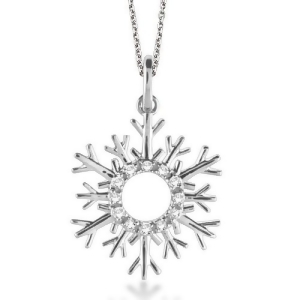 Snowflake Diamond Pendant Necklace 14k White Gold 0.10ct - All