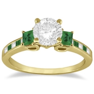 Princess Cut Diamond and Emerald Engagement Ring 14k Yellow Gold 0.68ct - All