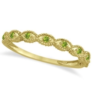 Antique Marquise Shape Peridot Wedding Ring 18k Yellow Gold 0.18ct - All