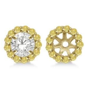 Round Yellow Diamond Earring Jackets for 8mm Studs 14K Y. Gold 0.64ct - All