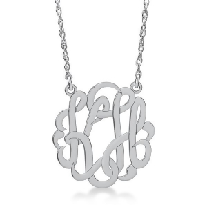 Personalized Double Initial Monogram Pendant in 14k White Gold - All