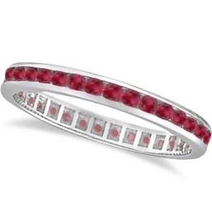 Ruby Channel Set Stackable Ring Eternity Band 14k White Gold 1.04ct - All