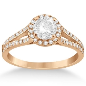 Angels Halo Split Shank Diamond Engagement Ring 18k Rose Gold 0.43ct - All
