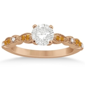 Marquise and Dot Citrine Diamond Engagement Ring 14k Rose Gold 0.24ct - All