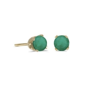 Round Emerald Studs Earrings in 14k Yellow Gold 0.50 ct - All