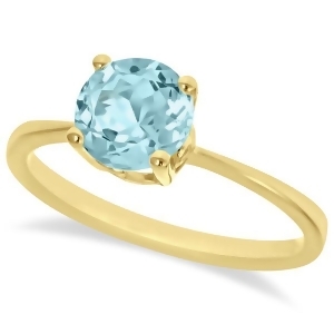 Round Cut Art Deco Aquamarine Cocktail Ring in 14k Yellow Gold 1.25ct - All