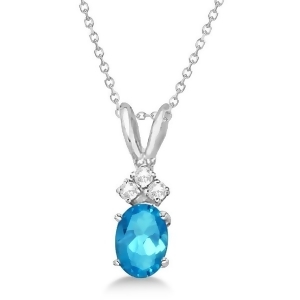 Blue Topaz Pendant with Diamonds 14K White Gold 1.06ctw - All