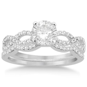 Infinity Twisted Diamond Ring Matching Bridal Set in Palladium 0.34ct - All