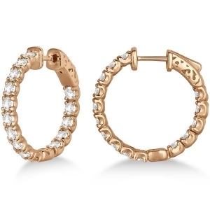 Small Round Diamond Hoop Earrings 14k Rose Gold 3.00ct - All